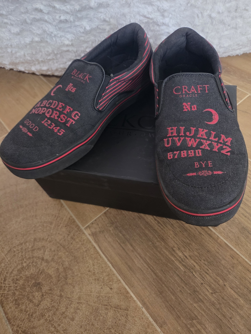 New Blackcraft Cult Ouija Slip-on Sneakers Unisex M8 W10 Goth Punk Canvas Occult